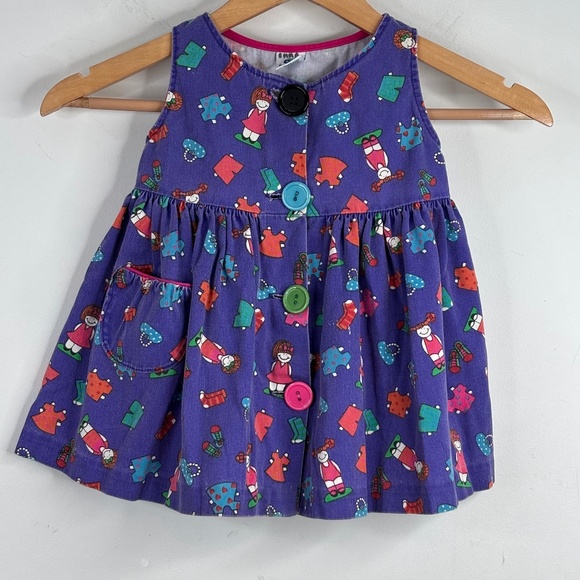 VTG 90s RARE Ruth Scharf Paper Doll Dress 3T Artsy Retro School Purple Button - Picture 1 of 8